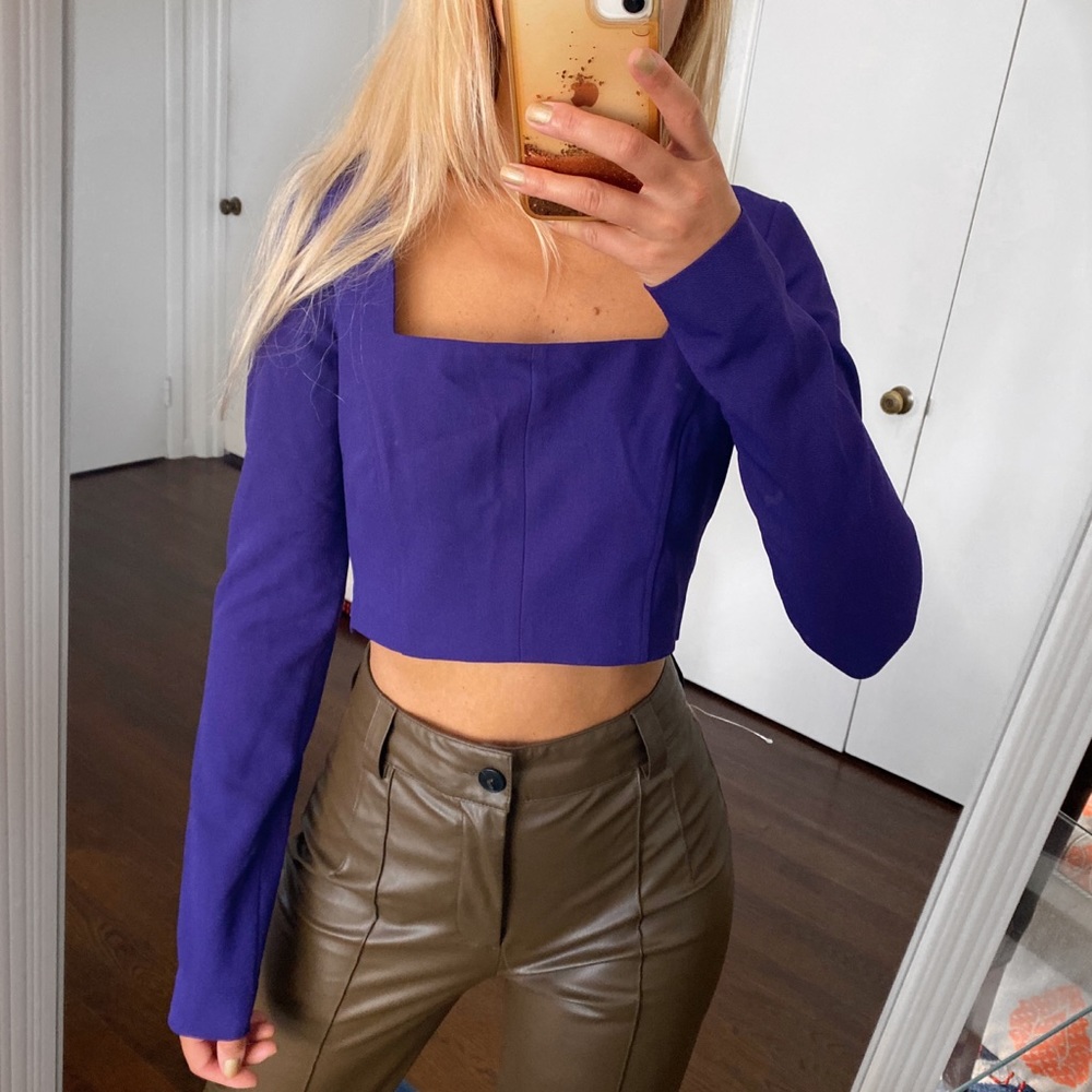 💜 ZARA PURPLE LONG SLEEVE CROP TOP!